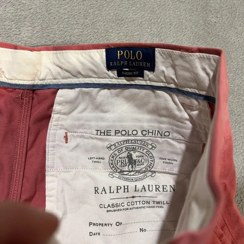 Polo Ralph Lauren Pants Mens 31x30 Red Polo Chino Classic Fit Twill Cotton